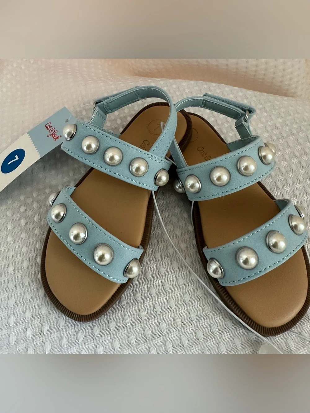 Cat & Jack Light Blue Pearl-Stud Sandals NEW Toddler Size 7